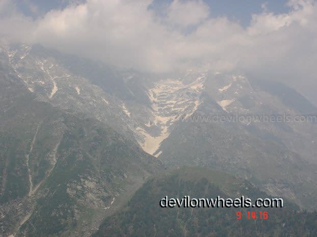First view of snow as Laka Glacier ahead of Triund